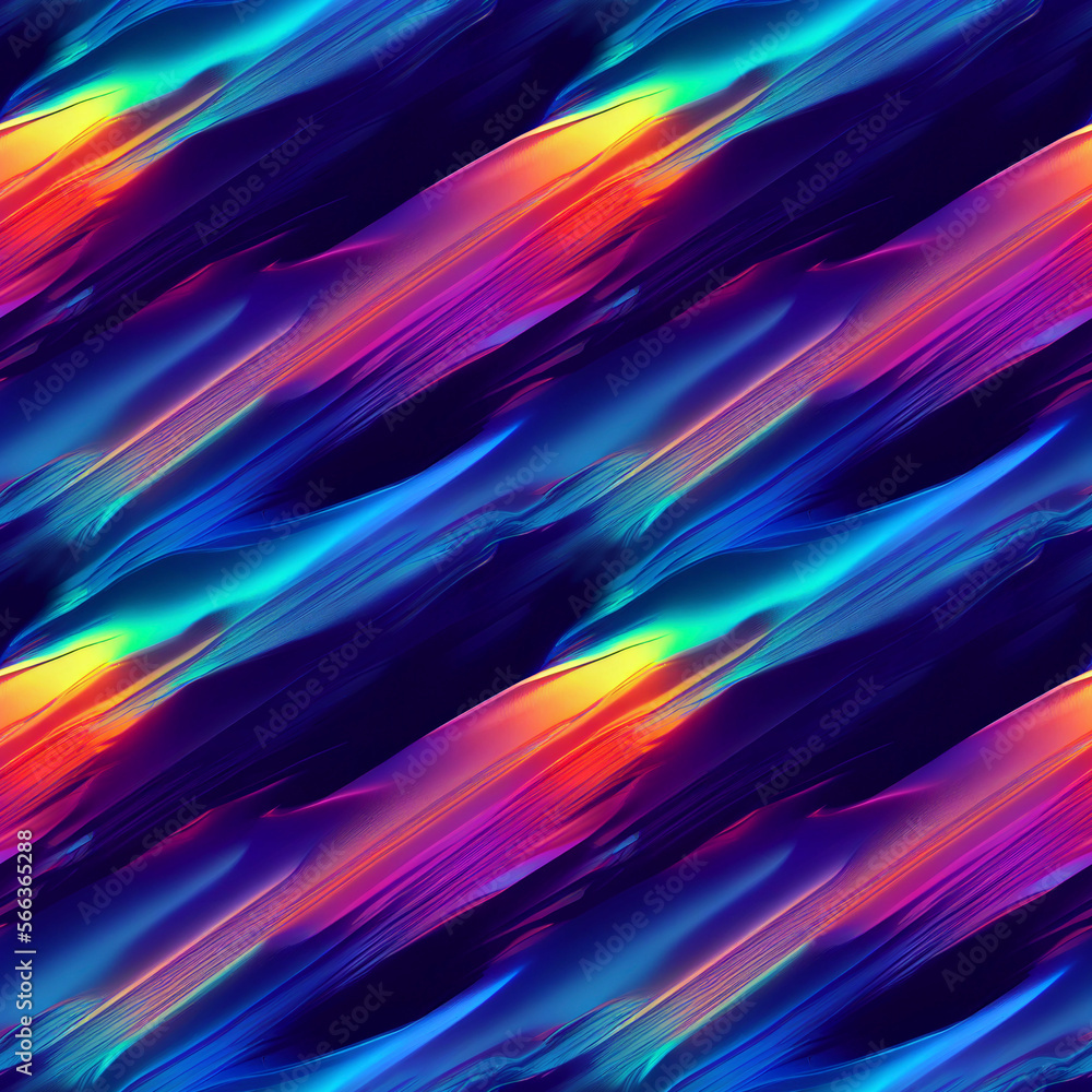 Fototapeta premium Abstract colorful holographic iridescent surreal dynamic seamless pattern. Generative AI.