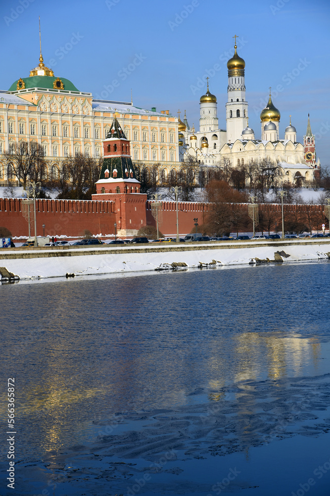 Moscow Kremlin architecture, popular landmark.