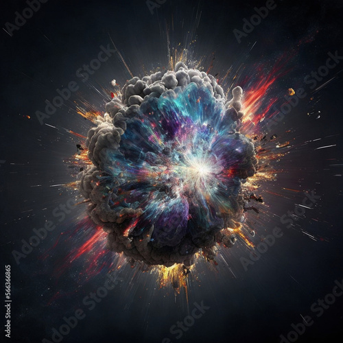abstract lights with dust and smoke as explosion or implosion