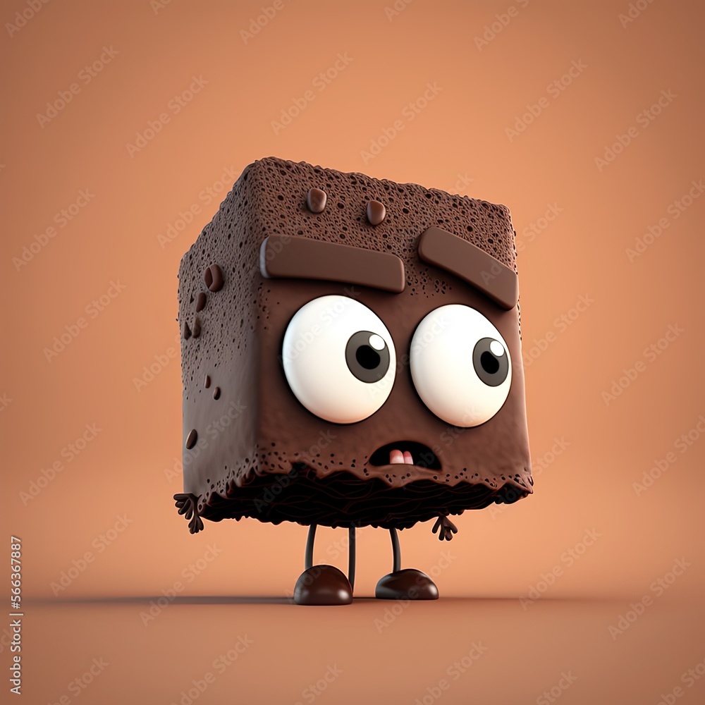 Cute Cartoon Brownie Character (Generative AI) Stock Illustration