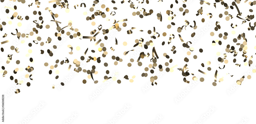 Fototapeta premium Glittering confetti on a transparent background. Holiday, birthday and Christmas decoration