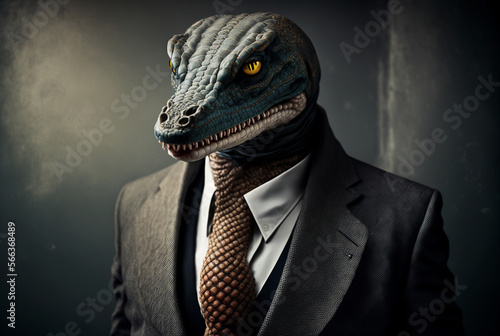 Canvas Print snake in business outfit