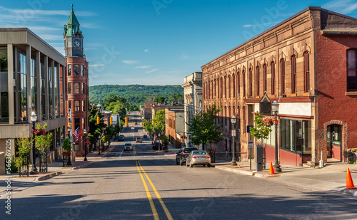 Canvas Print City of Marquette in Northern Michigan sits on Hilltop