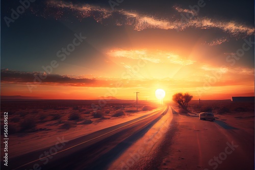 sunrise over a seven mile. Generative AI © Pixel Matrix