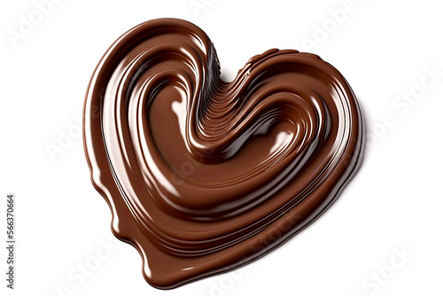 Melted chocolate heart-shaped. Swirl isolated on white background