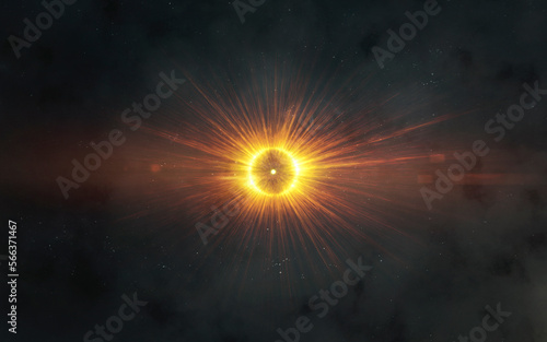 Fototapeta Naklejka Na Ścianę i Meble -  3D illustration of Collapse of the star. Supernova explosion. Big bang. 5K realistic science fiction art. Elements of image provided by Nasa