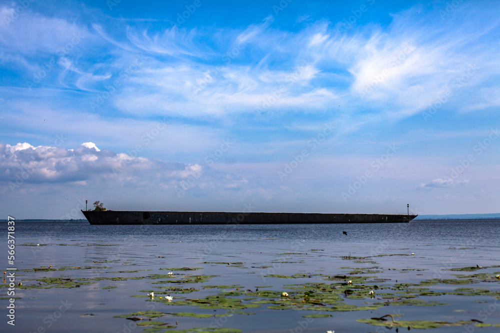 The old german ship constructed from the concrete, Poland