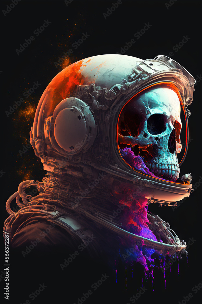 Skull astronaut - Skull series - Skull astronaut background wallpaper created with Generative AI technology