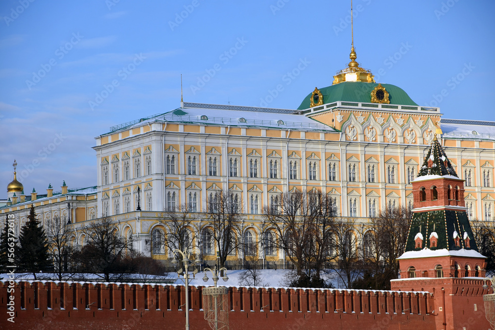 Moscow Kremlin architecture, popular landmark.