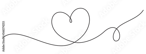 Heart line drawing ribbon in vector doodle sketch. Wedding, Valentine day love heart scribble line background