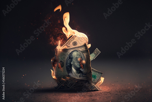 burning banknotes, fictiona...