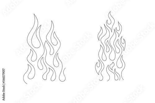 Line art flames in minimalism style. Fire vector illustration. 