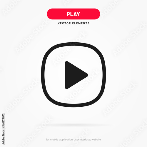 3D play button icon. Video play symbol. Start sign. Pause icon. Player logo button. Play music or sound vector element for UI UX, website, mobile app.