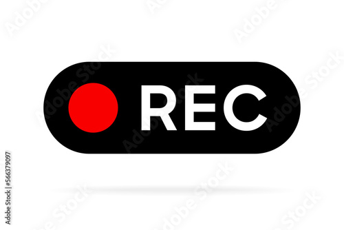 Recording, rec icon, red panel on white background