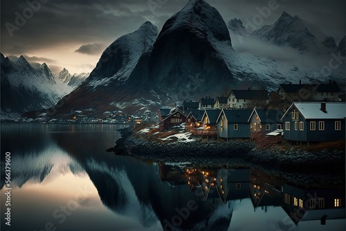 Beautiful norway village. norway is beauty of nature.