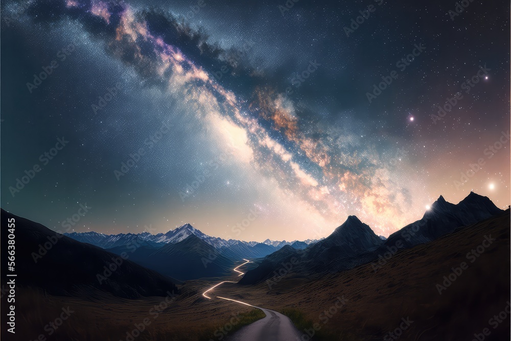 Milky way over mountains wallpaper