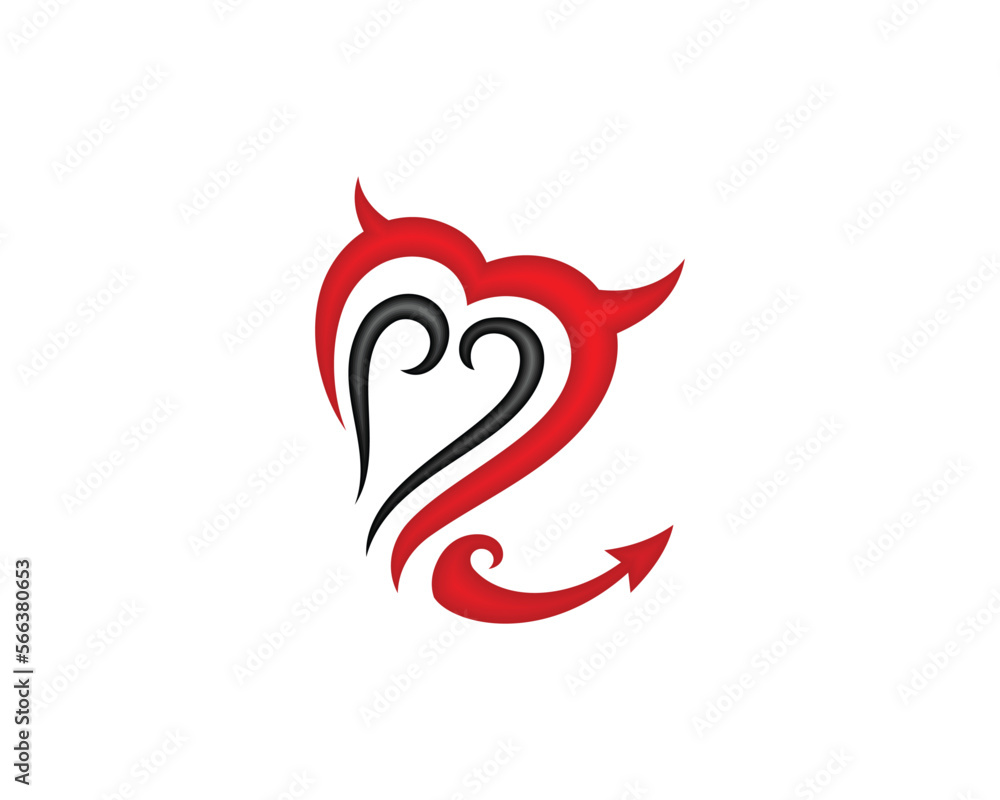 heart shape with horn and tail heart shape with horn and tail