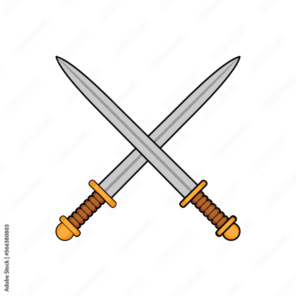 Cartoon cross swords logo design Stock Vector | Adobe Stock