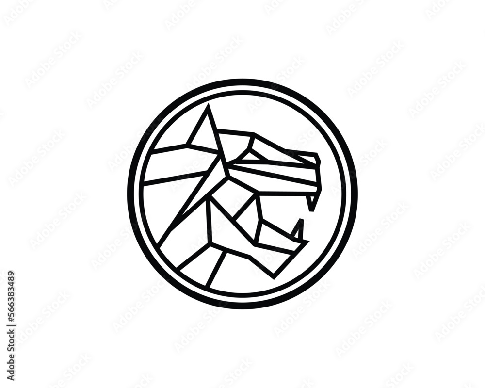 geometric lion head in circle geometric lion head in circle