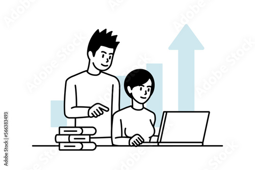 Set of education people illustrations. Line design vector concepts of education, learning, back to school, reading book, online course and training. Education Character illustration. School Cartoon