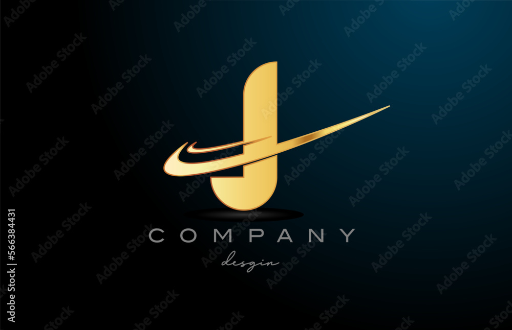 J alphabet letter logo with double swoosh in gold golden color. Corporate creative template design for company J alphabet letter logo with double swoosh in gold golden color. Corporate creative template design for company