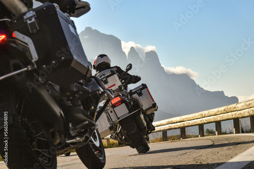 motorbikers in the alps road