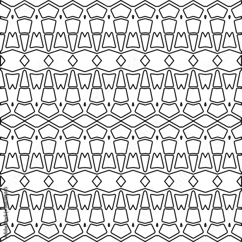 Stylish texture with figures from lines. Abstract geometric black and white pattern for web page  textures  card  poster  fabric  textile. Monochrome graphic repeating design. 