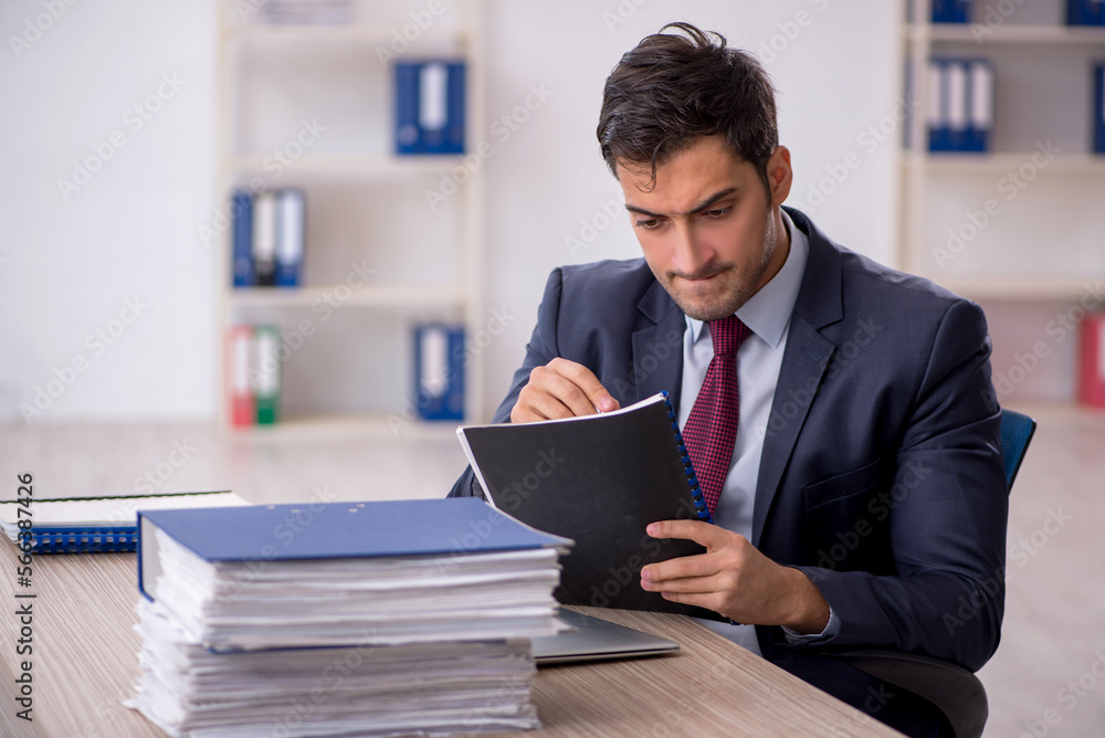 Young male employee working in the office Young male employee working in the office