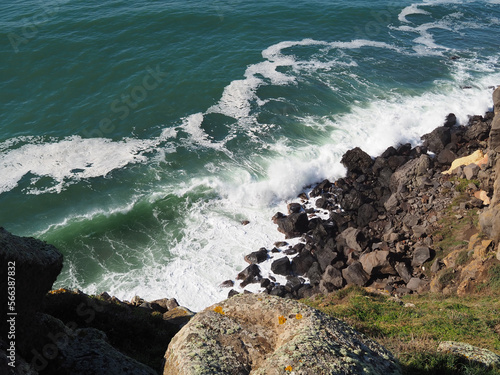 clifftop wavy sea view