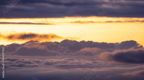 Aerial Cloudscape during morning Sunrise Sky. British Columbia  Canada. Nature Background