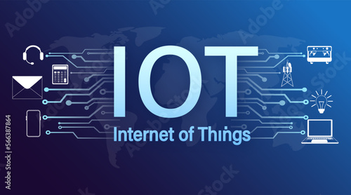 IOT. Internet of things, devices and connectivity concepts on a network. Spider web of network connections. Vector illustrations