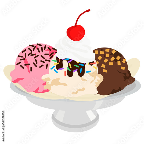 Ice Cream Sundae Illustration  photo