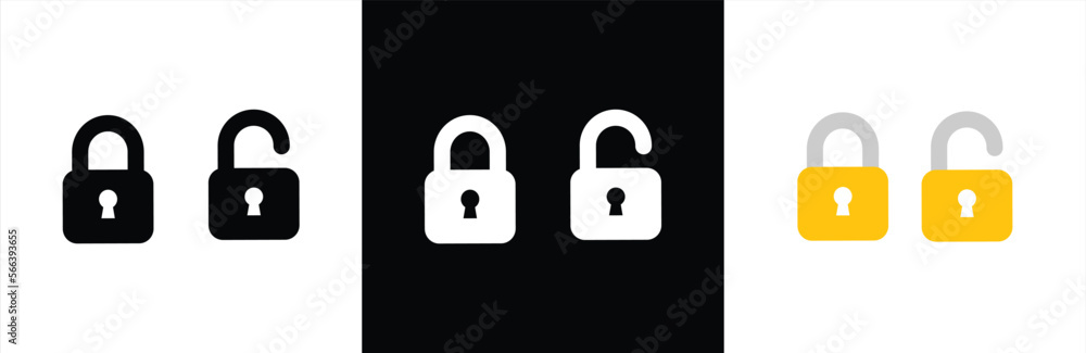 Locks icons set. Locked and unlocked vector icon set. Padlock sign and symbol. Privacy symbol vector stock illustration. Locks icons set. Locked and unlocked vector icon set. Padlock sign and symbol. Privacy symbol vector stock illustration.