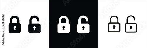 Locks icons set. Locked and unlocked vector icon set.  Padlock sign and symbol. Privacy symbol vector stock illustration.