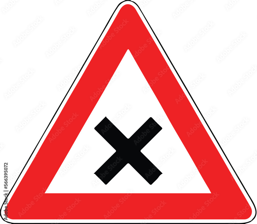 Fototapeta premium Street DANGER Sign. Road Information Symbol. Crossing or intersection