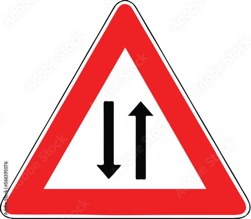 Street DANGER Sign. Road Information Symbol. Traffic in both directions Free Download Street DANGER Sign. Road Information Symbol. Traffic in both directions - GFXLoad