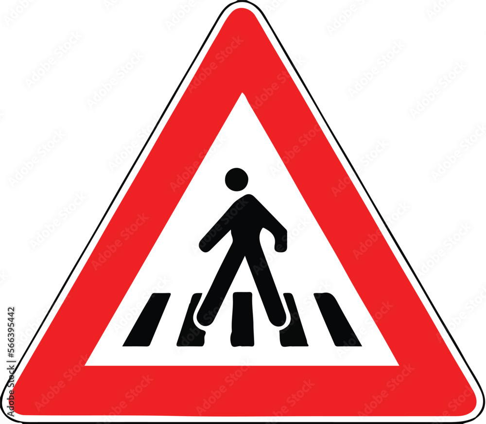 Street DANGER Sign. Road Information Symbol. Pedestrian crossing Street DANGER Sign. Road Information Symbol. Pedestrian crossing