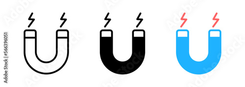 magnet icon vector. Linear style sign for mobile concept and web design. electromagnetic symbol illustration. Pixel vector graphics