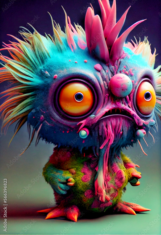 Generative AI abstract render of an alien monster Generative AI abstract render of an alien monster