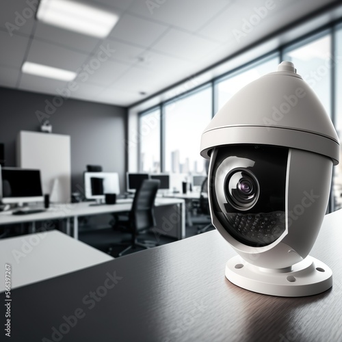 cctv camera installed in the office to monitor employees. Security camera in the office. Webcam. Created with Generative AI technology