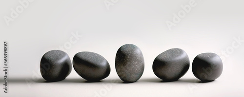 5 black stones on solid background - Generated by Generative AI	