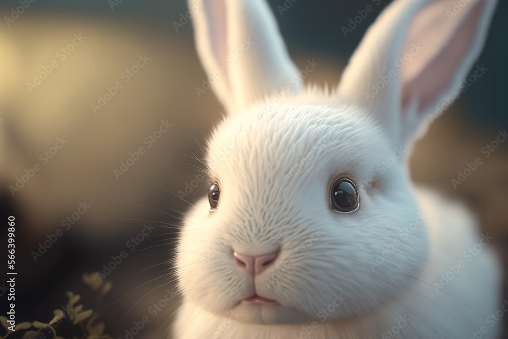 Close up of a white rabbit generated with AI Close up of a white rabbit generated with AI