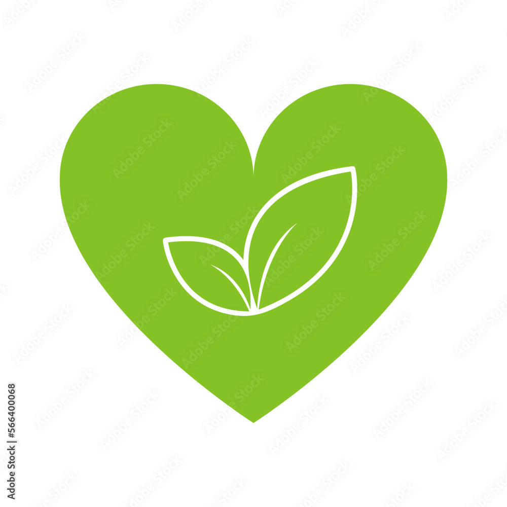 Green leaf in the heart. Illustration Green leaf in the heart. Illustration