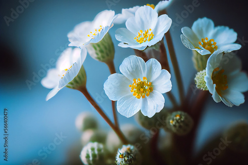 cute Spring forest white flowers. Illustration Generative AI