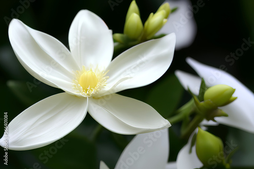 White young Vanilla flower blooming on trees