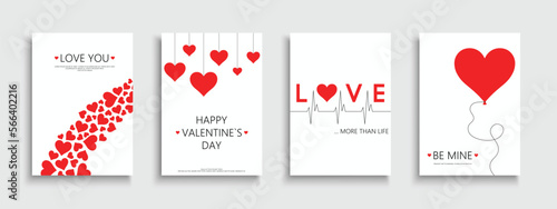 Set of holiday covers, templates, placards, brochures, banners, flyers for valentines day. Stylish greeting postcards, posters, invitation, tags - 14 february concept. Fashion love creative cards