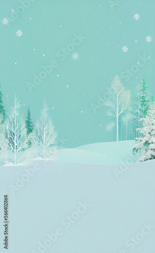 Winter forest landscape, Colorful illustration, background, wallpaper, card design, flyer © SuFiSa
