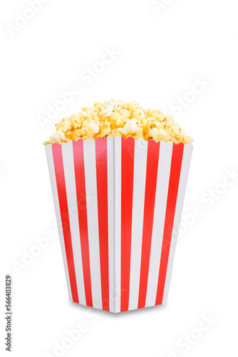 Spicy cheese popcorn on a white isolated background