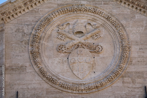 Details of Concathedral Santa Maria Assunta in Pienza, Tuscany Italy