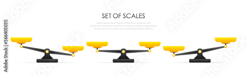Vector of set of different scales in a flat style on white background. Vector illustration.